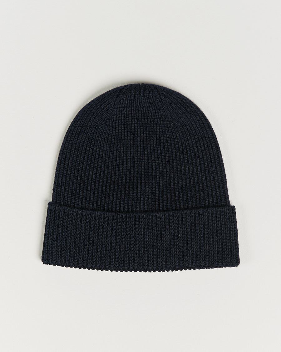 Herren | Moncler Rib Wool Beanie Navy | Moncler | Rib Wool Beanie Navy