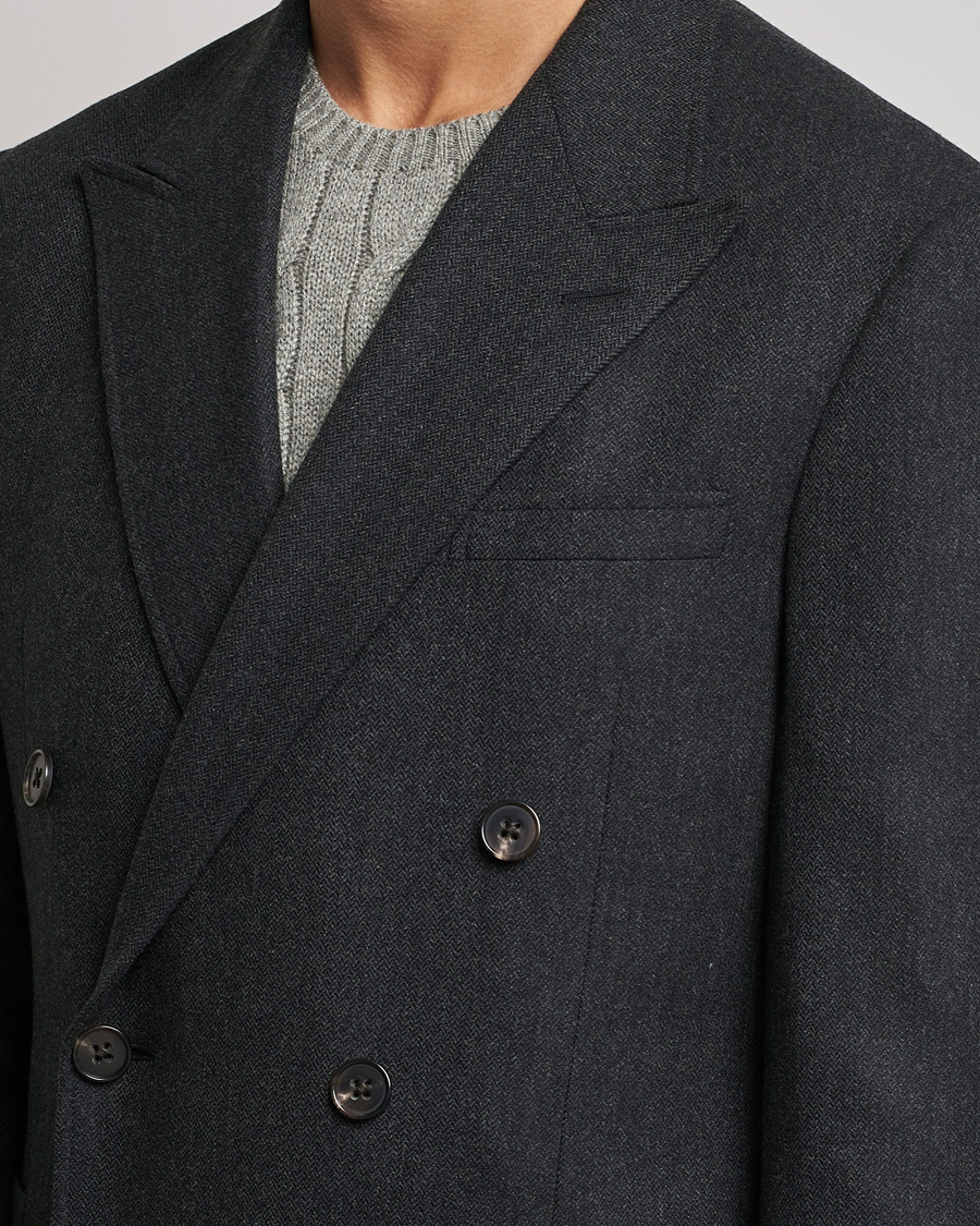 Herren | Sakkos | Ralph Lauren Purple Label | Double Breasted Flannel Sportcoat Dark Grey