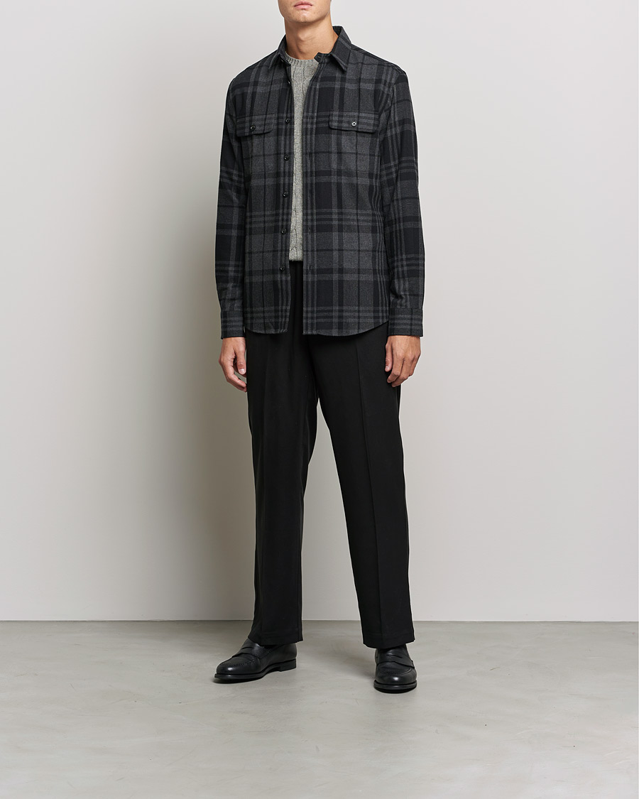 Herren | Hemden | Ralph Lauren Purple Label | Glencheck Wool Overshirt Dark Grey