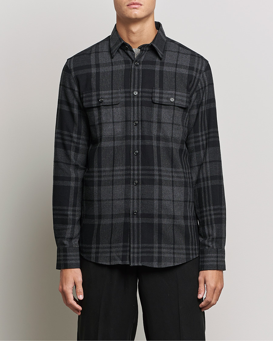Herren | Hemden | Ralph Lauren Purple Label | Glencheck Wool Overshirt Dark Grey