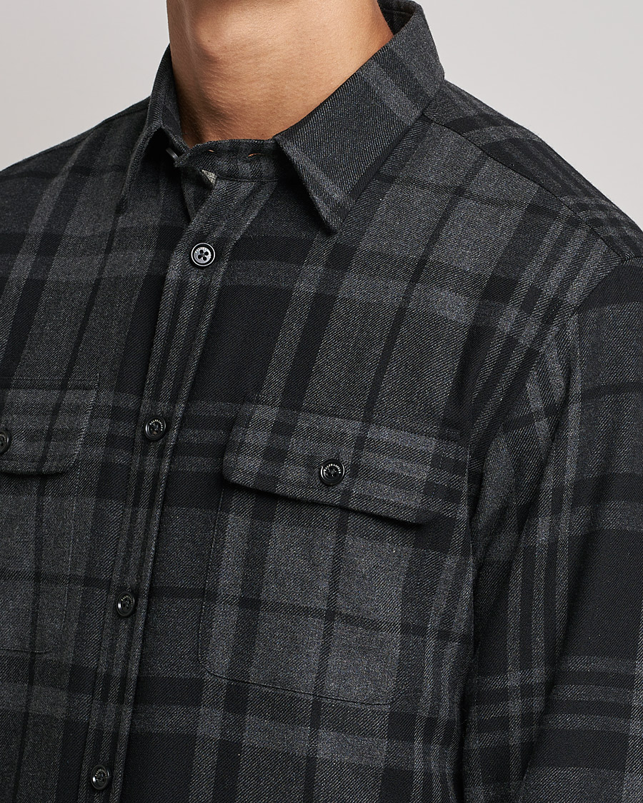 Herren | Hemden | Ralph Lauren Purple Label | Glencheck Wool Overshirt Dark Grey
