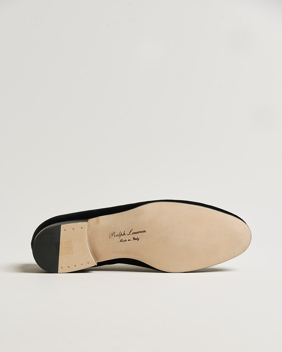 Herren | Ralph Lauren Purple Label Velvet Embroidered Slippers Black | Ralph Lauren Purple Label | Velvet Embroidered Slippers Black