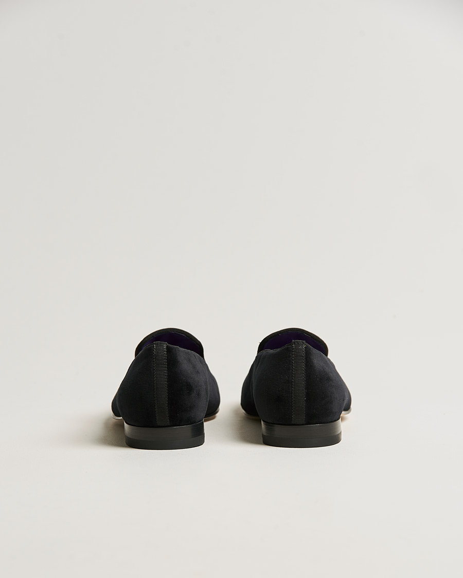 Herren | Ralph Lauren Purple Label Velvet Embroidered Slippers Black | Ralph Lauren Purple Label | Velvet Embroidered Slippers Black