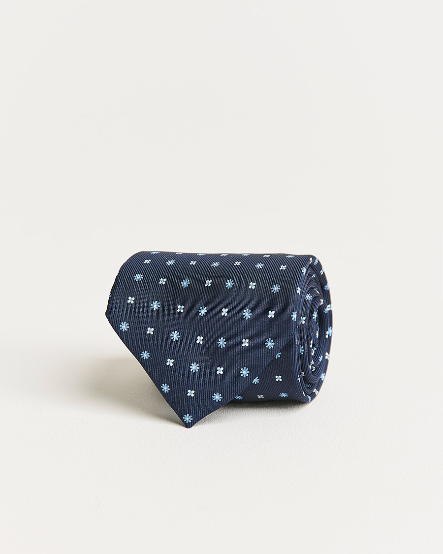 Herren | E. Marinella 3-Fold Micro Pattern Silk Tie Navy | E. Marinella | 3-Fold Micro Pattern Silk Tie Navy