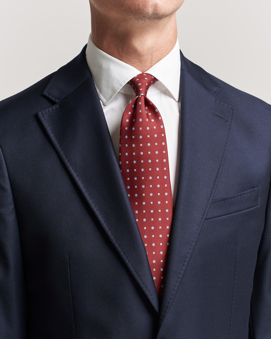 Herren | Krawatten | E. Marinella | 3-Fold Micro Pattern Silk Tie Red