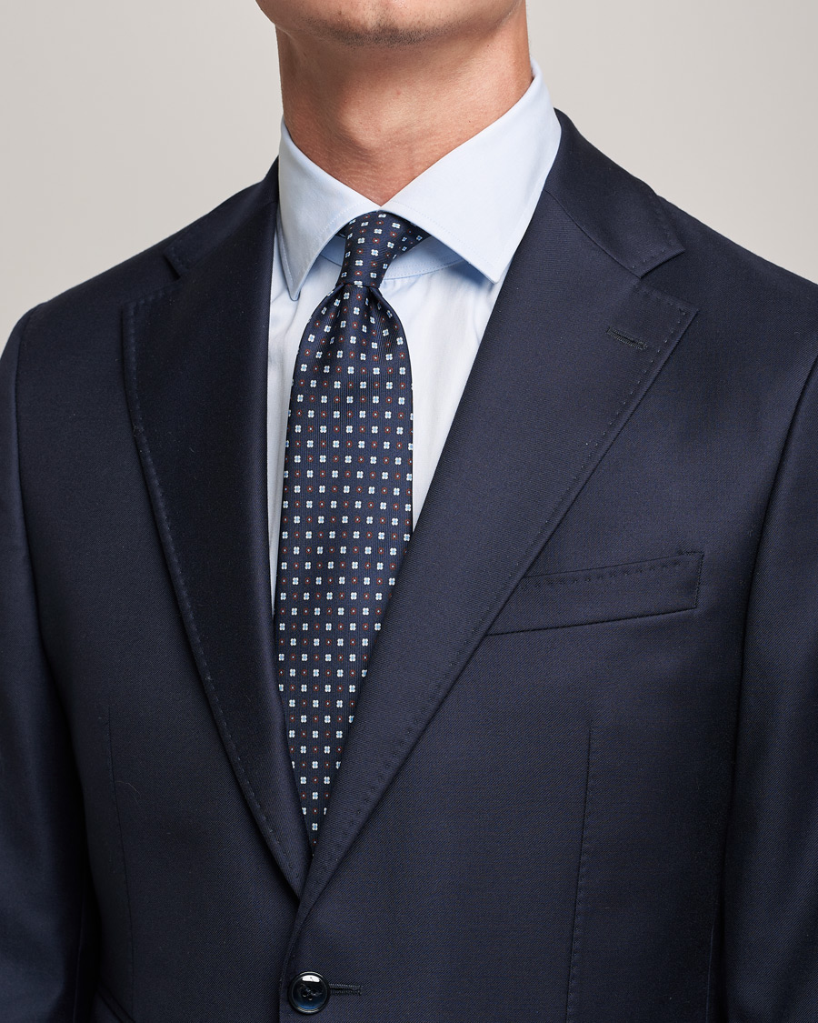 Herren | Krawatten | E. Marinella | 3-Fold Micro Dot Silk Tie Navy