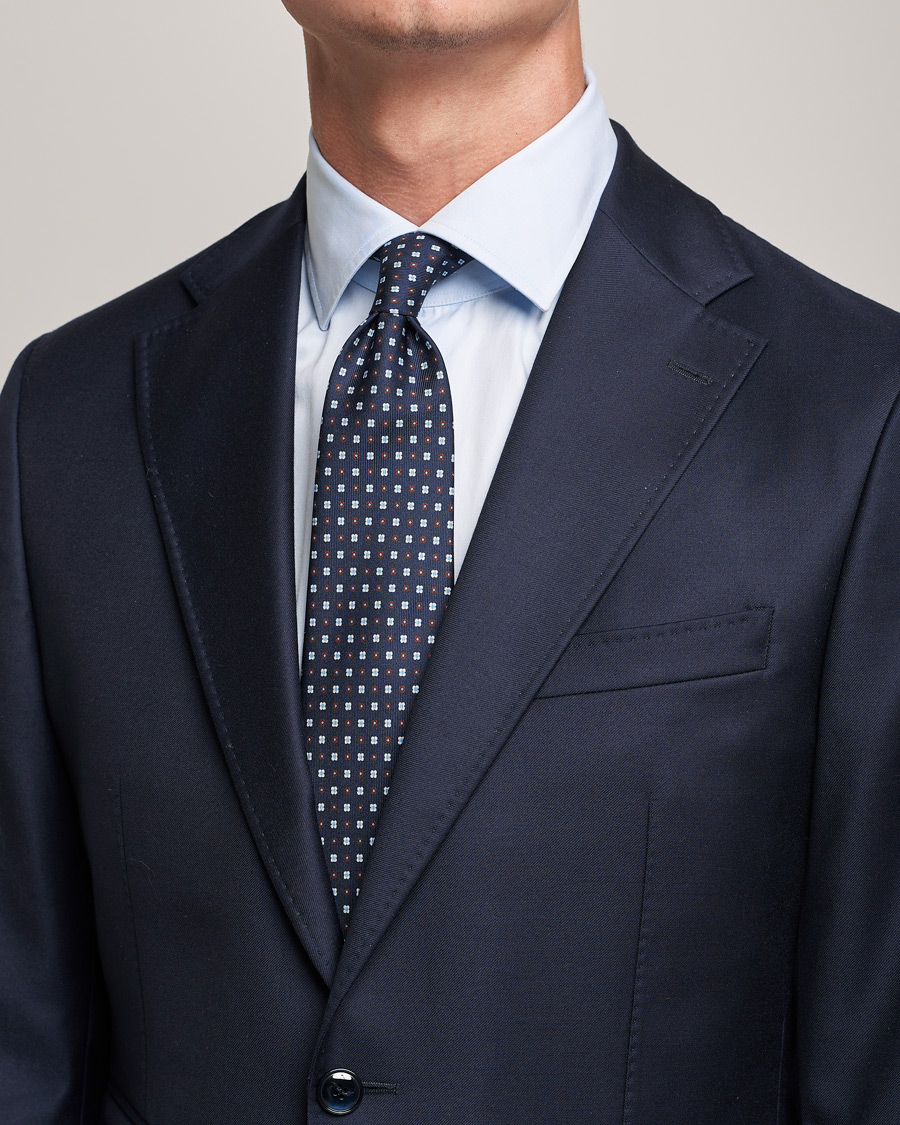 Herren | E. Marinella 3-Fold Micro Dot Silk Tie Navy | E. Marinella | 3-Fold Micro Dot Silk Tie Navy