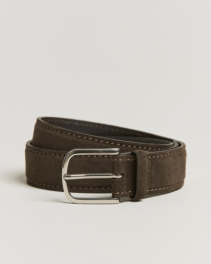 Herren | Orciani Suede Belt 3,5 cm Dark Brown | Orciani | Suede Belt 3,5 cm Dark Brown