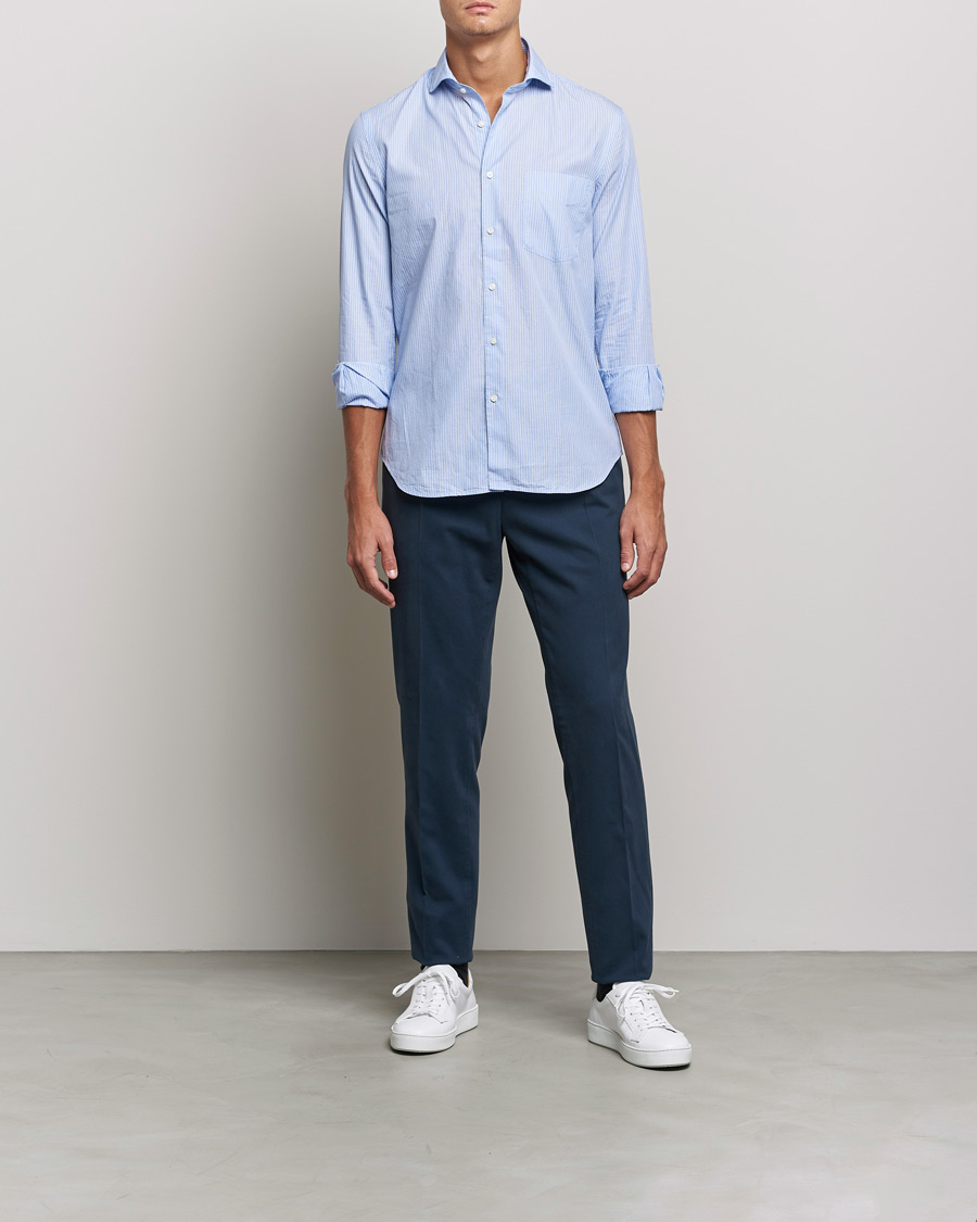 Herren | Italian Department | Aspesi | Striped Poplin Shirt Light Blue