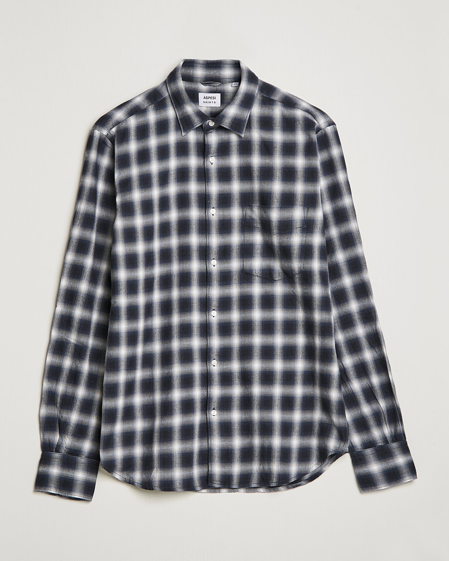 Herren | Freizeithemden | Aspesi | Checked Flannel Shirt Blue/Grey
