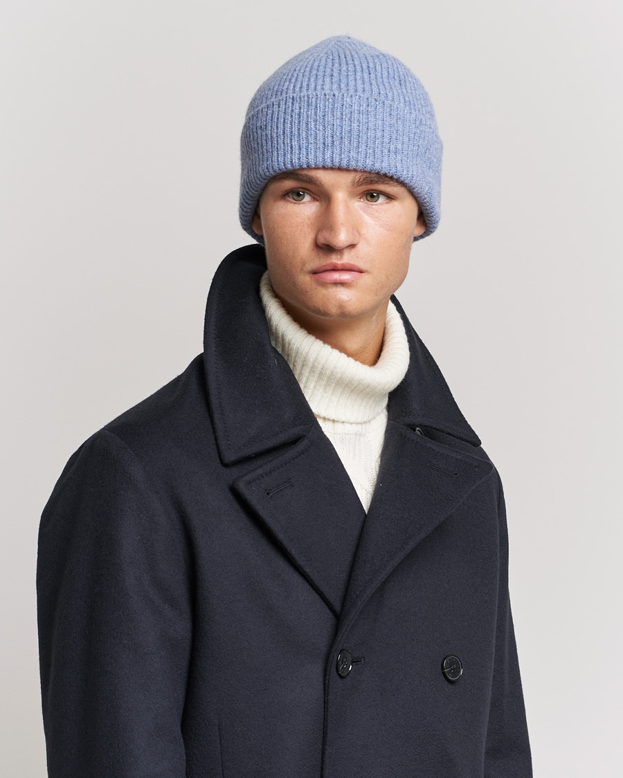 Herren | | Le Bonnet | Lambswool/Caregora Beanie Washed Denim