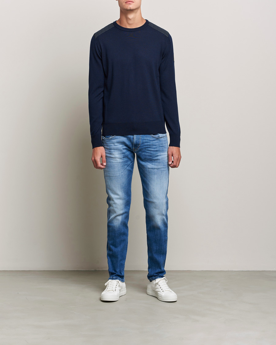 Herren | Pullover | Belstaff | Kerrigan Crew Neck Merino Sweatshirt Washed Navy