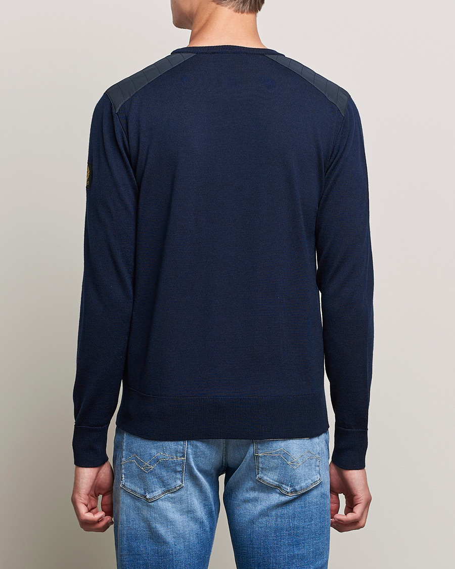 Herren | Pullover | Belstaff | Kerrigan Crew Neck Merino Sweatshirt Washed Navy