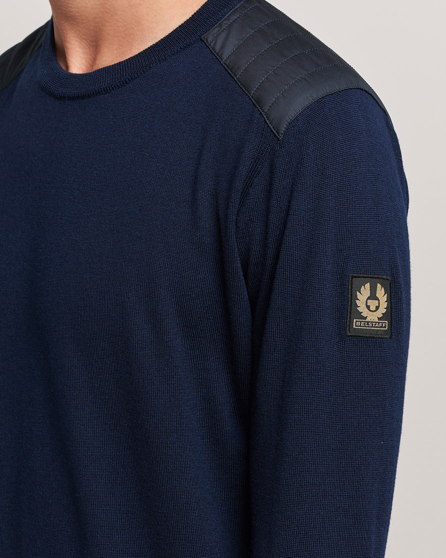 Herren | Pullover | Belstaff | Kerrigan Crew Neck Merino Sweatshirt Washed Navy