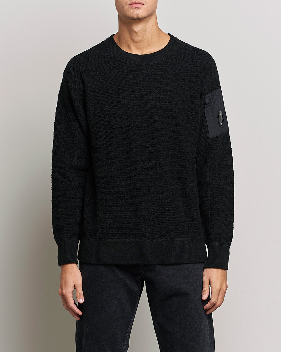 Herren | Pullover | C.P. Company | Structured Lambswool Lens Roundneck Black