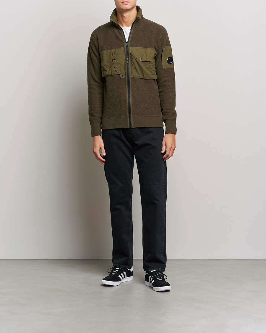 Herren | Pullover | C.P. Company | Lambswool Pocket Full Zip Sweat Green