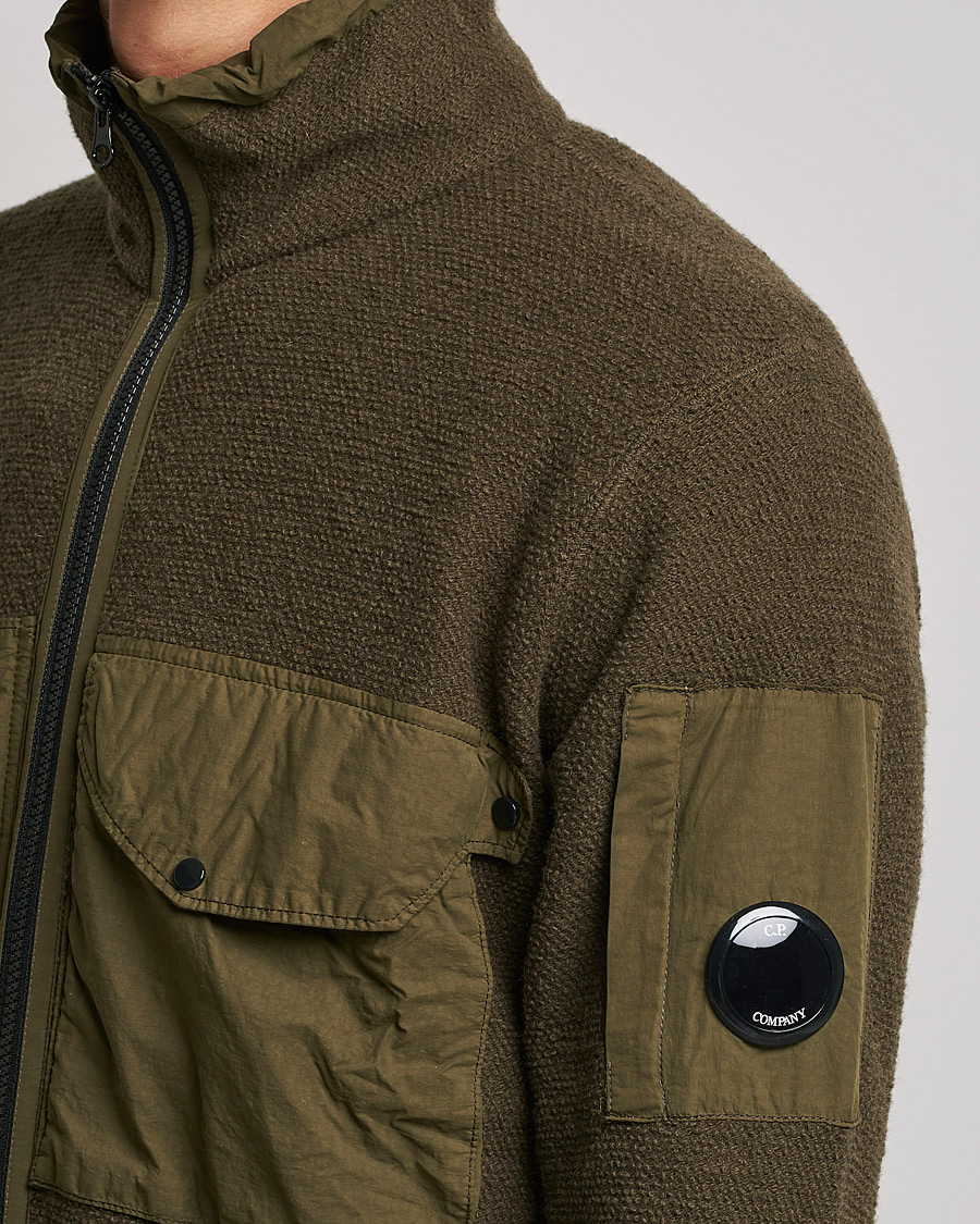 Herren | Pullover | C.P. Company | Lambswool Pocket Full Zip Sweat Green