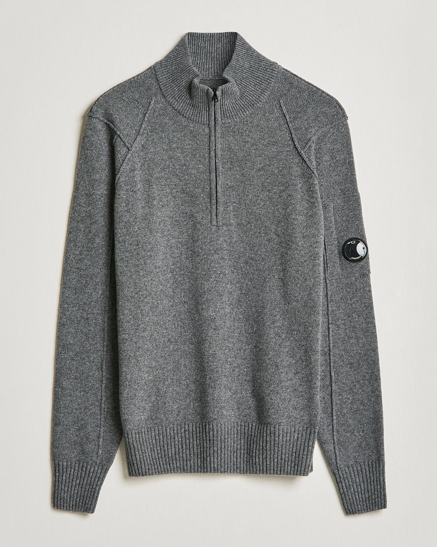 Herren | Pullover | C.P. Company | Lambswool Lens Half Zip Grey Marl