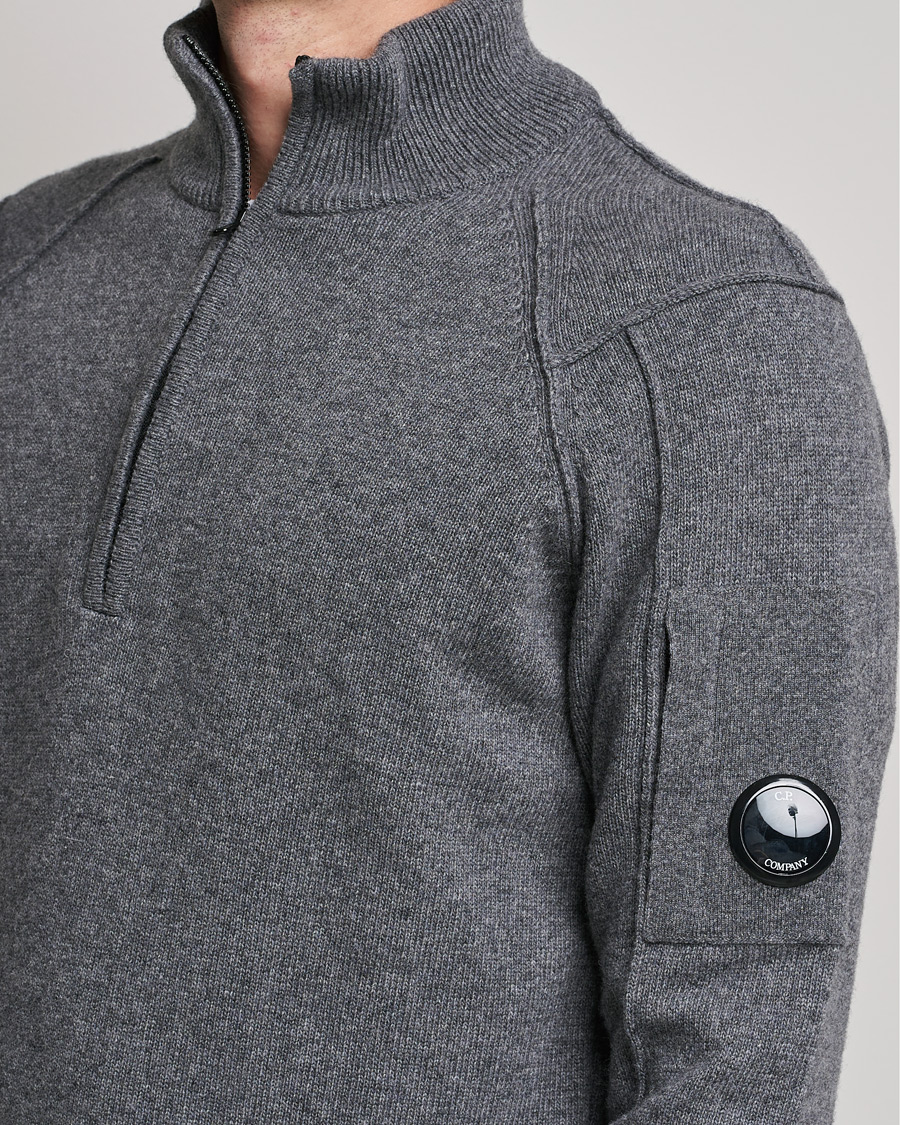 Herren | Pullover | C.P. Company | Lambswool Lens Half Zip Grey Marl