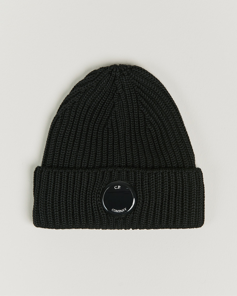 Herren | C.P. Company Knitted Merino Lens Beanie Black | C.P. Company | Knitted Merino Lens Beanie Black