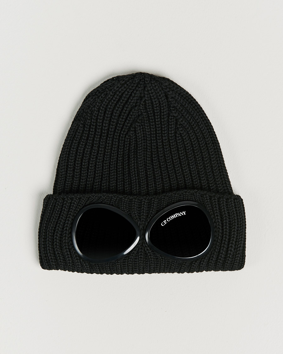 Herren | C.P. Company Knitted Merino Goggle Beanie Black | C.P. Company | Knitted Merino Goggle Beanie Black