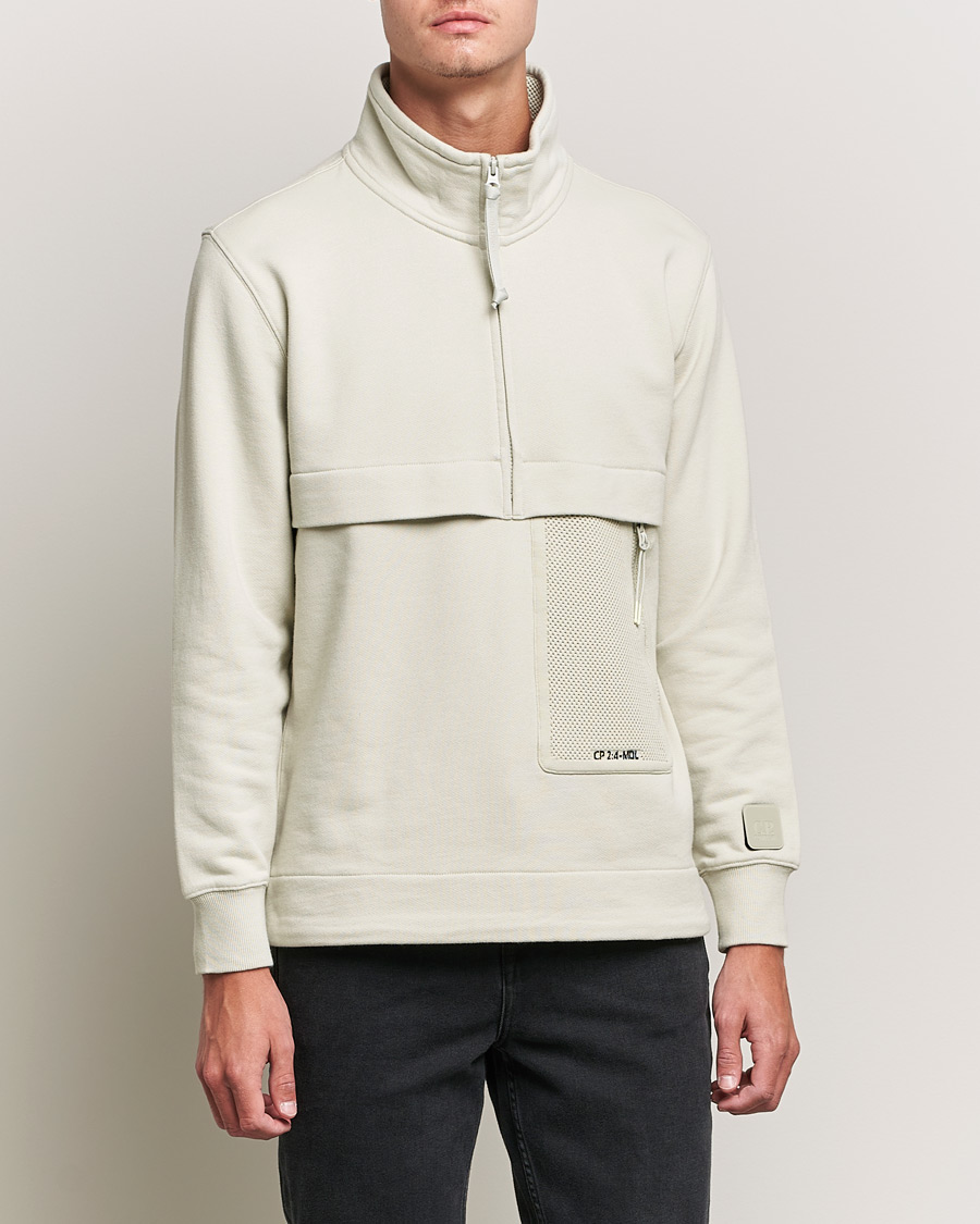 Herren | | C.P. Company | Metropolis Diagonal Raised Fleece Half Zip Off White