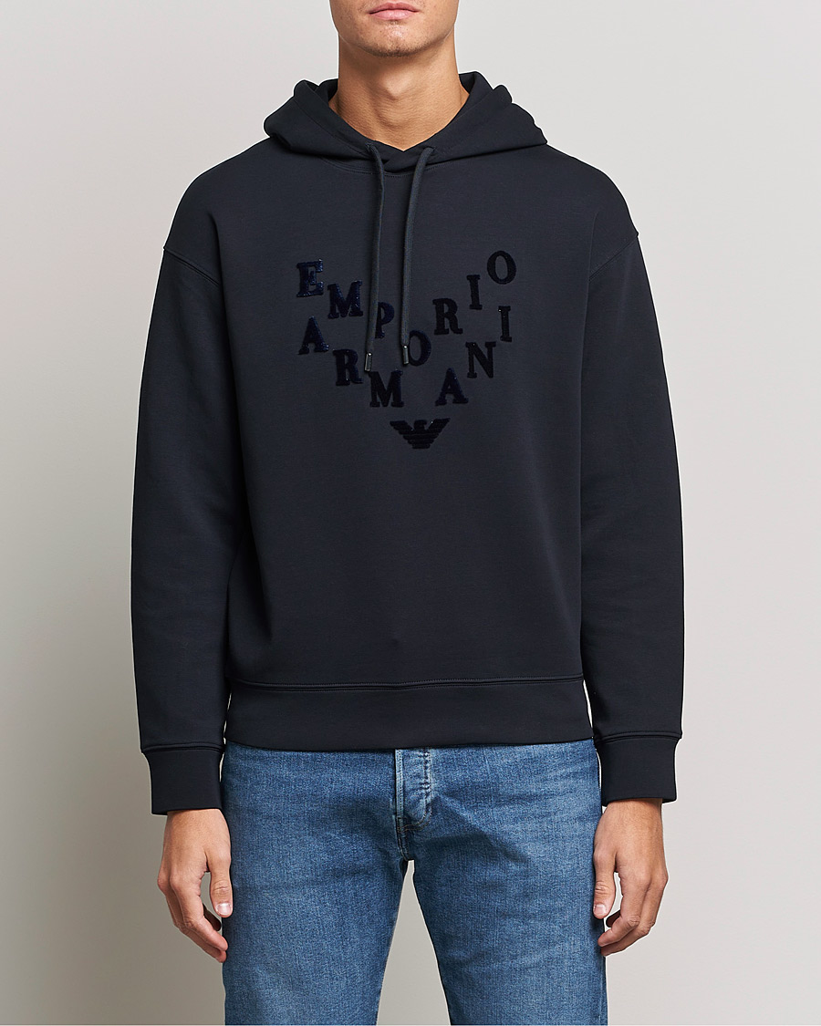 Herren | Pullover | Emporio Armani | Printed Hoodie Navy