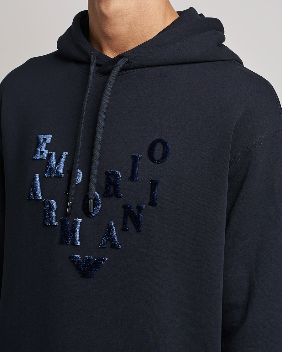 Herren | Pullover | Emporio Armani | Printed Hoodie Navy