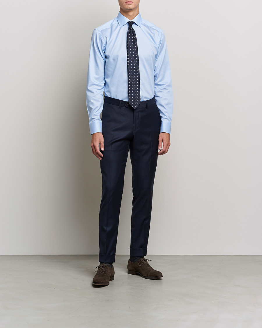 Herren | Hemden | Eton | Striped Fine Twill Slim Shirt Mid Blue