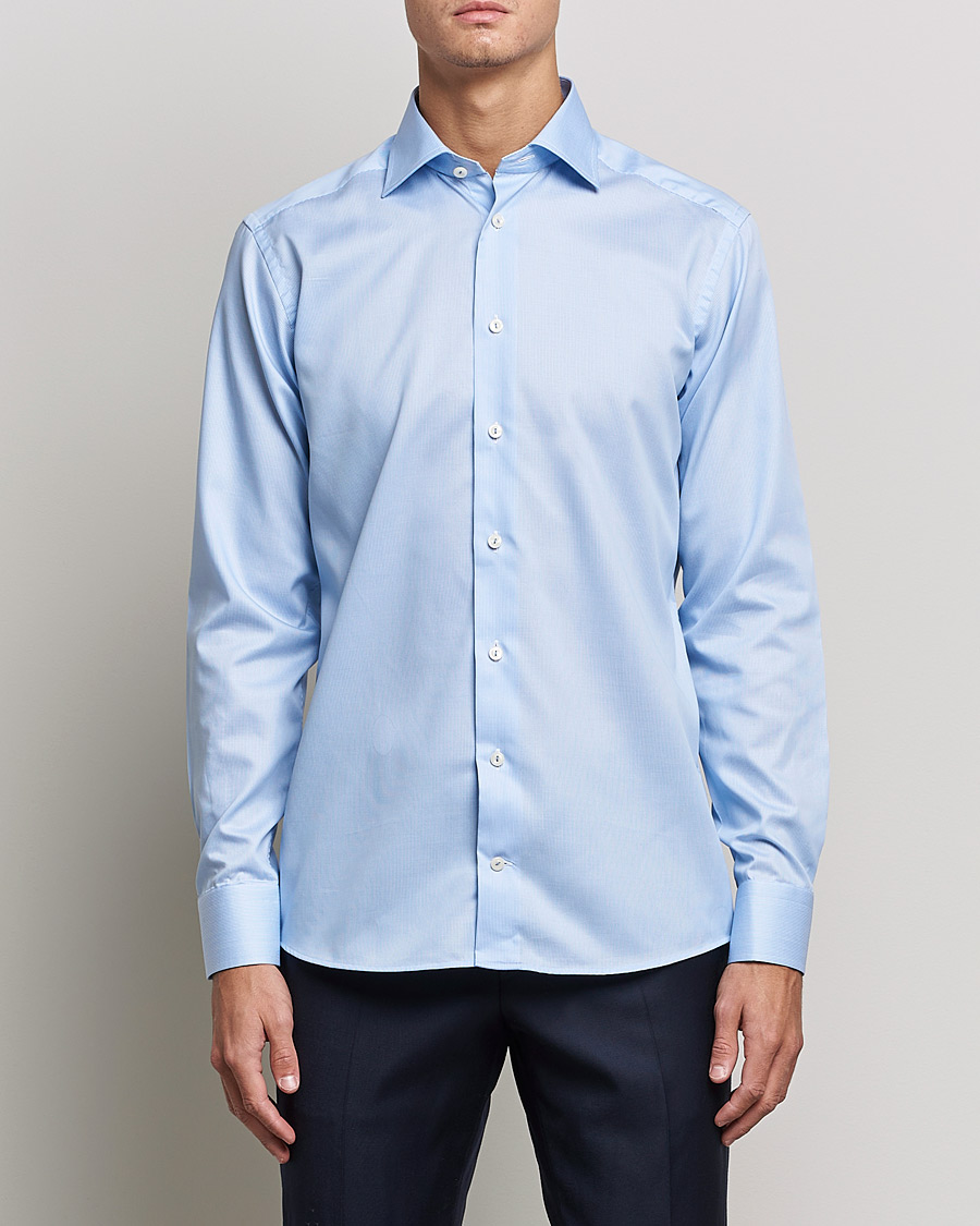 Herren | Hemden | Eton | Striped Fine Twill Slim Shirt Mid Blue