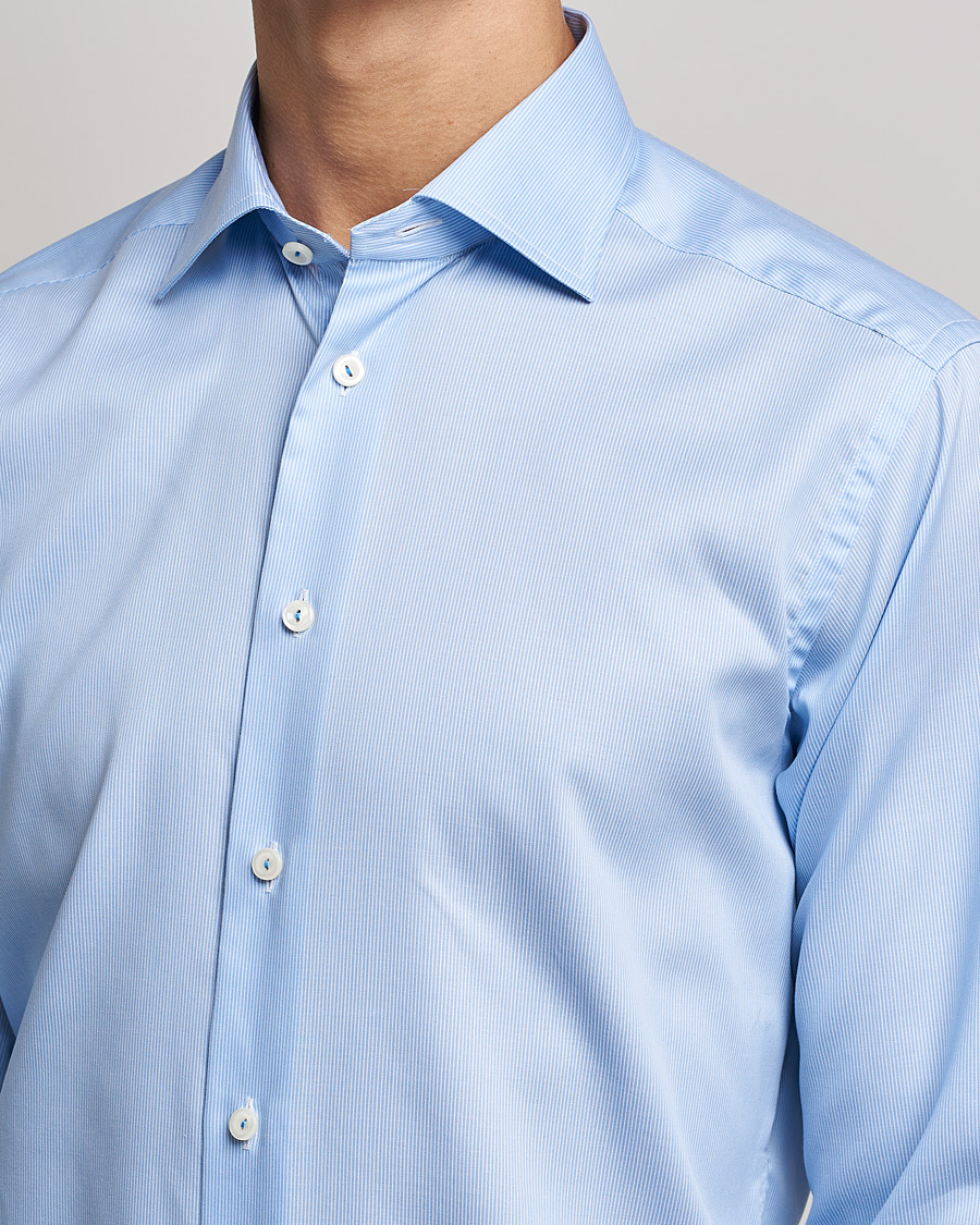 Herren | Hemden | Eton | Striped Fine Twill Slim Shirt Mid Blue