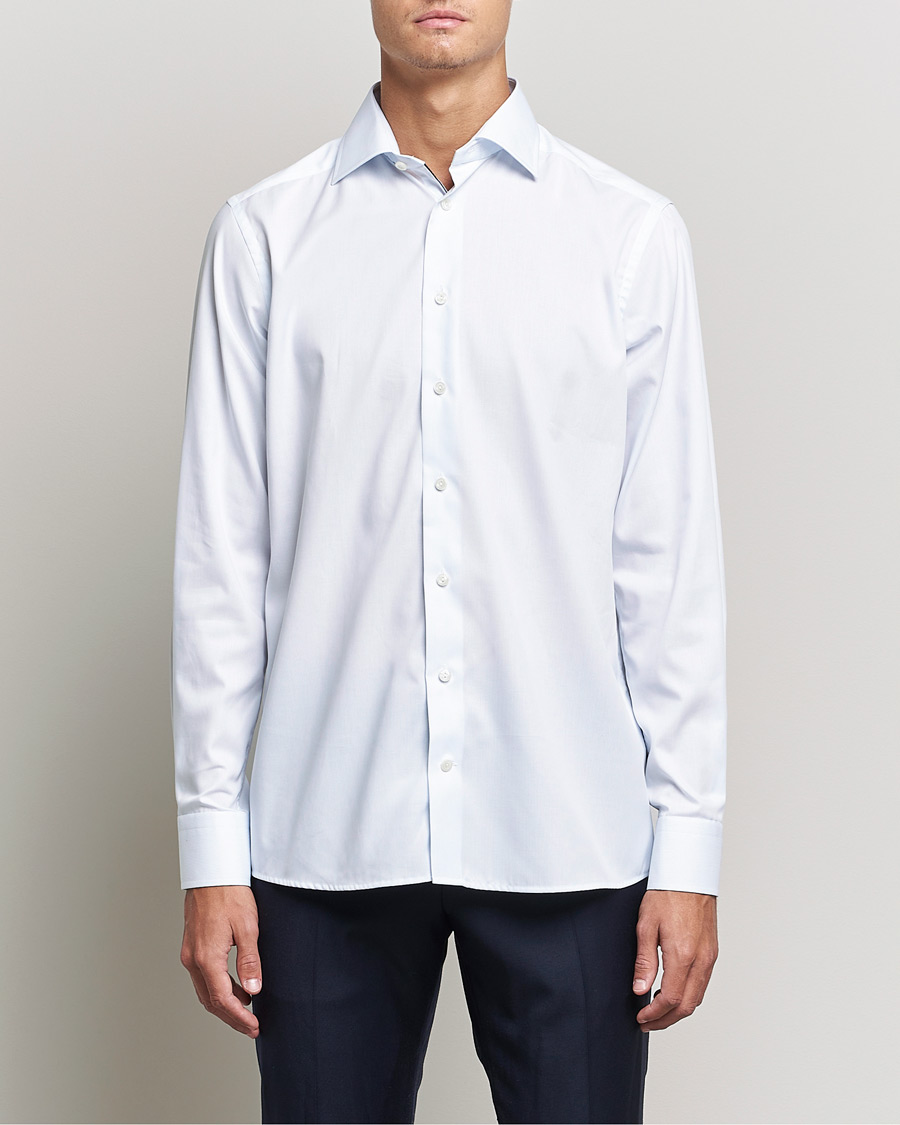 Herren | Hemden | Eton | Hair line Striped Contemporary Twill Shirt Light Blue