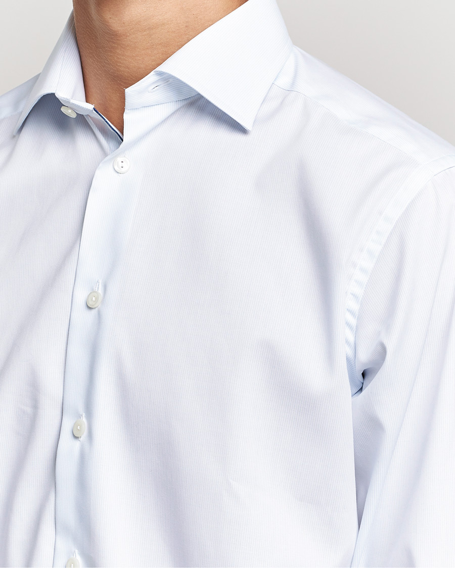 Herren | Hemden | Eton | Hair line Striped Contemporary Twill Shirt Light Blue