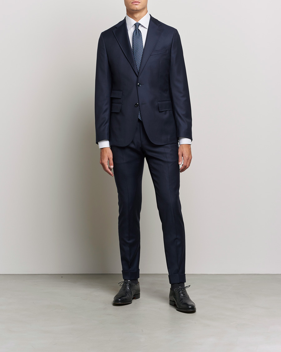 Herren | Hemden | Eton | Hairline Striped Slim Twill Shirt Navy Blue