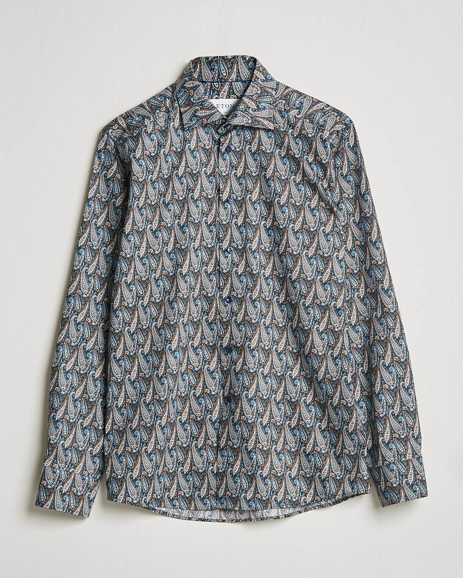 Herren | Hemden | Eton | Paisley Signature Twill Slim Shirt Navy Blue