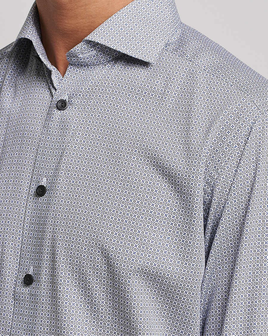 Herren | Hemden | Eton | Floral Print Cotton Tencel Flannel Shirt Navy