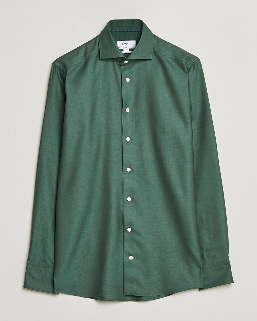 Herren | Hemden | Eton | Merino Wool Shirt Olive