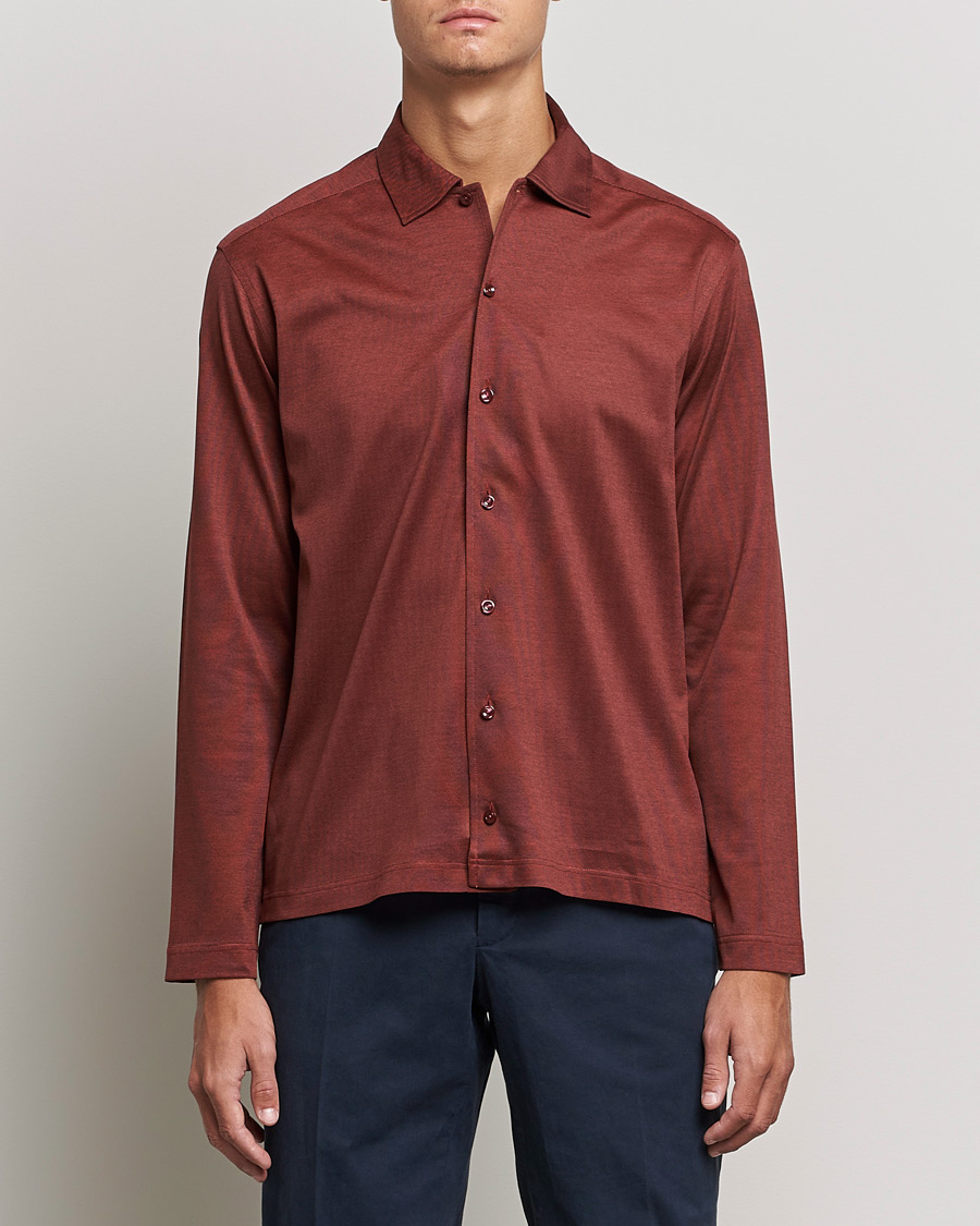 Herren | Poloshirt | Eton | Oxford Pique Shirt Mid Red
