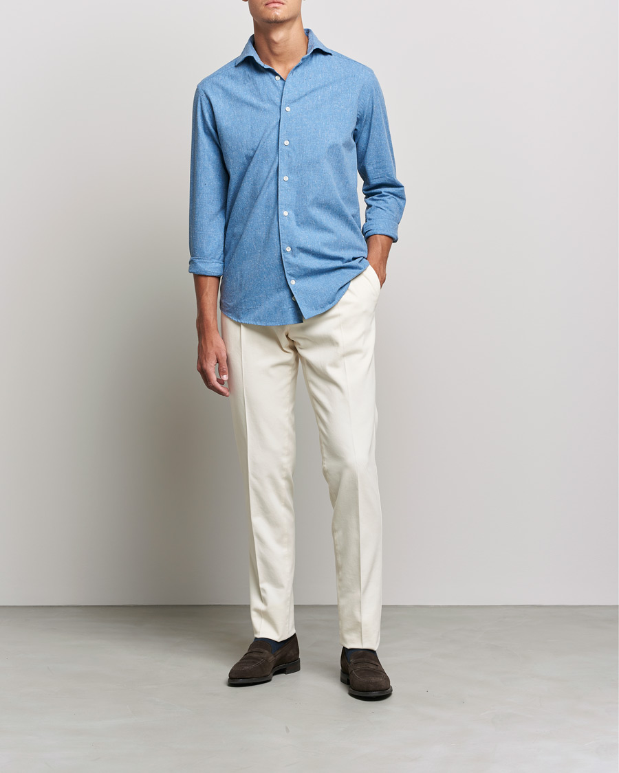 Herren | Eton | Eton | Recycled Cotton Shirt Blue