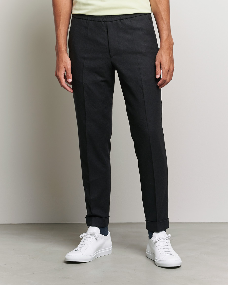 Herren | Drawstring-Hosen | Filippa K | Terry Flannel Trousers Black