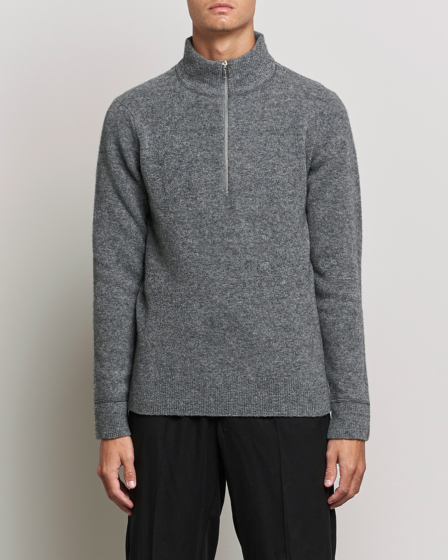 Herren | Pullover | Filippa K | Andrew Yak Zip Sweater Mid Grey Melange