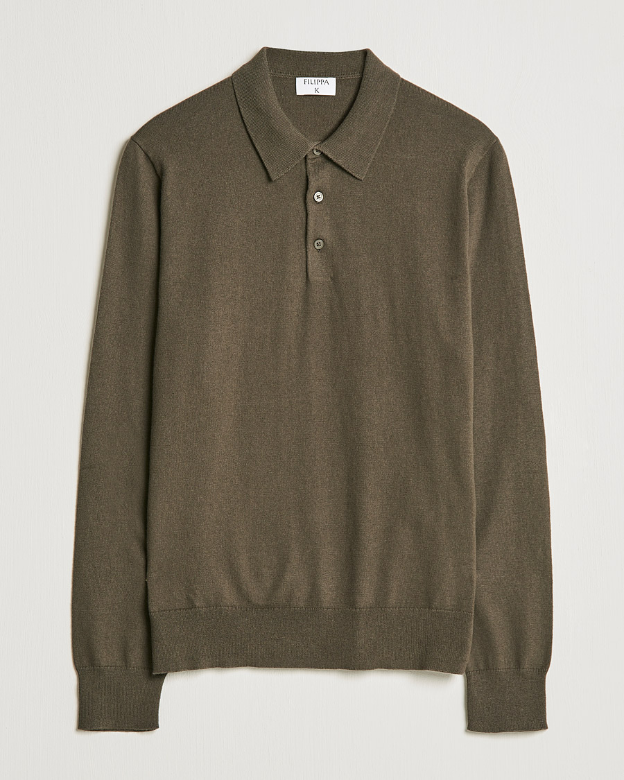 Herren |  | Filippa K | Cotton Merino Knitted Poloshirt Dark Forest Green
