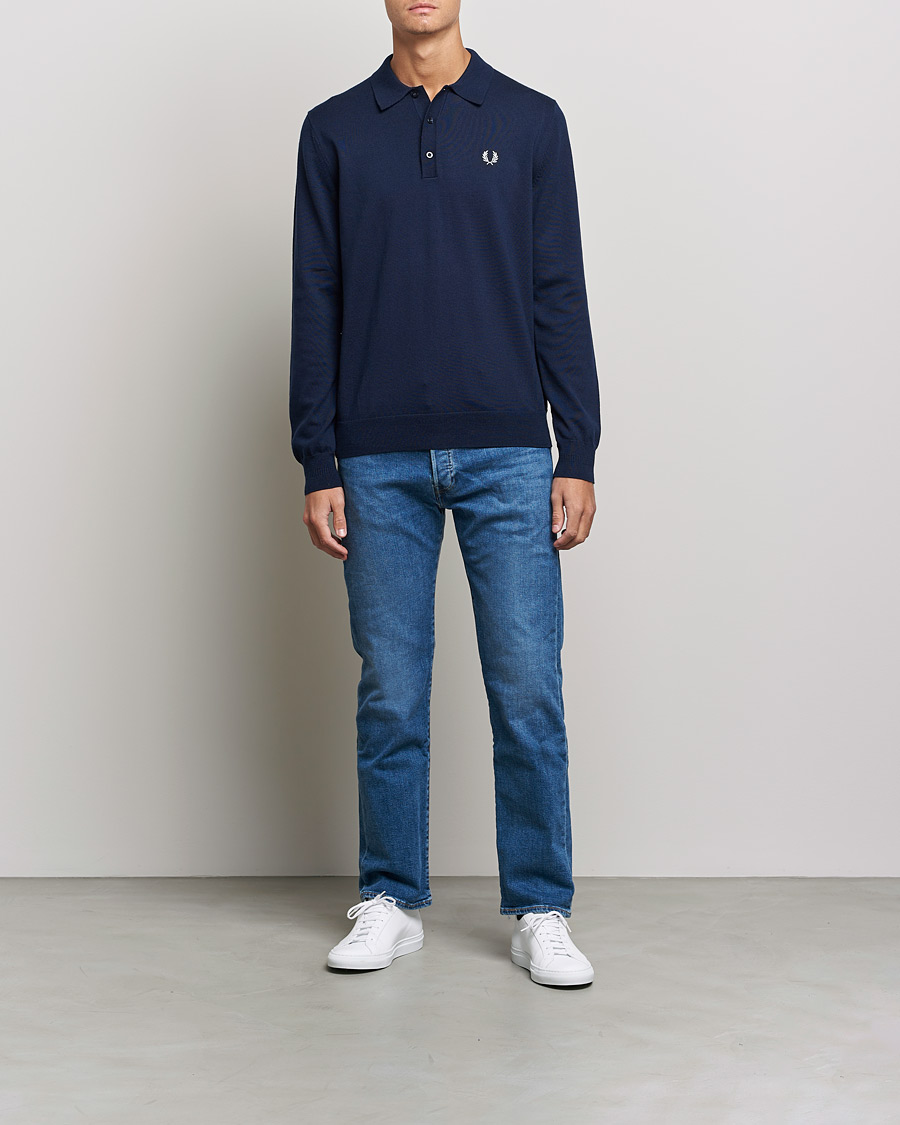 Herren | Pullover | Fred Perry | Long Sleeve Knitted Shirt Navy