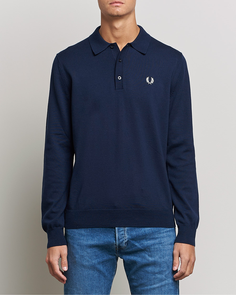 Herren | Pullover | Fred Perry | Long Sleeve Knitted Shirt Navy