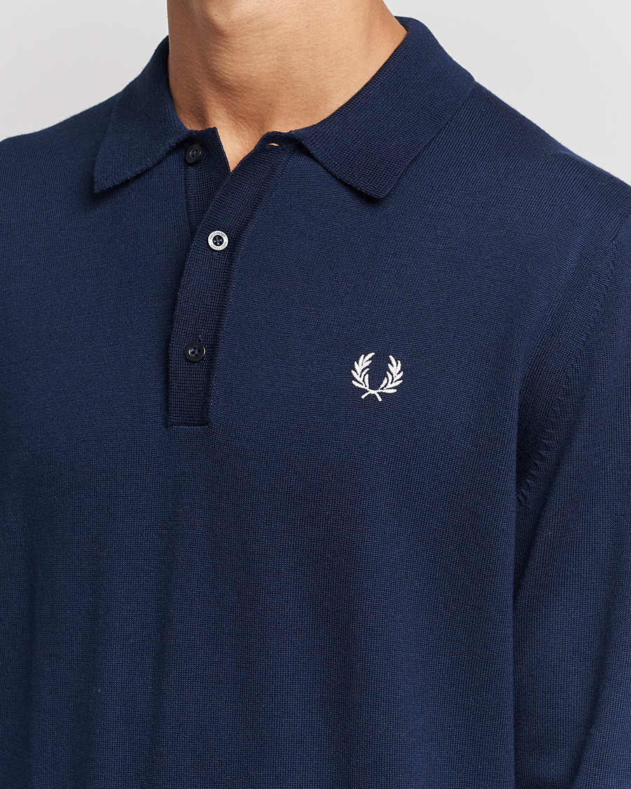 Herren | Pullover | Fred Perry | Long Sleeve Knitted Shirt Navy