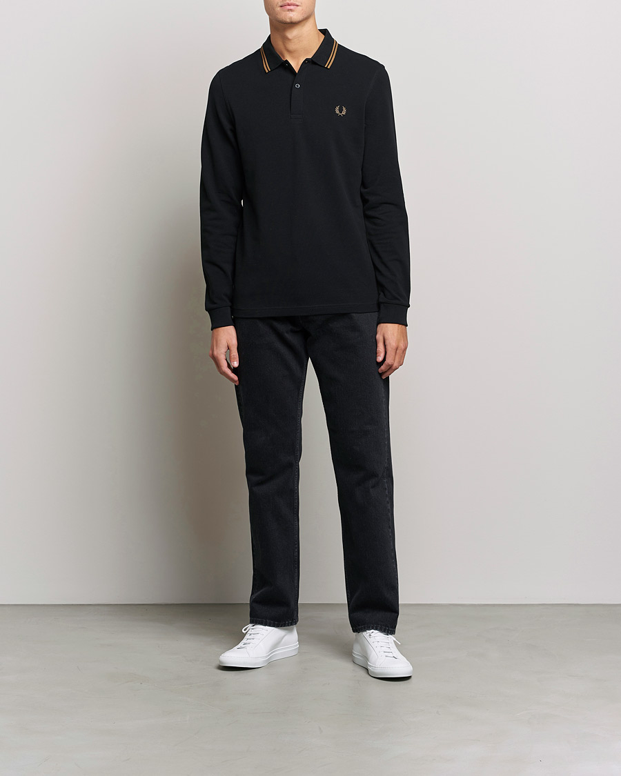 Herren | Best of British | Fred Perry | Long Sleeve Twin Tipped Shirt Black