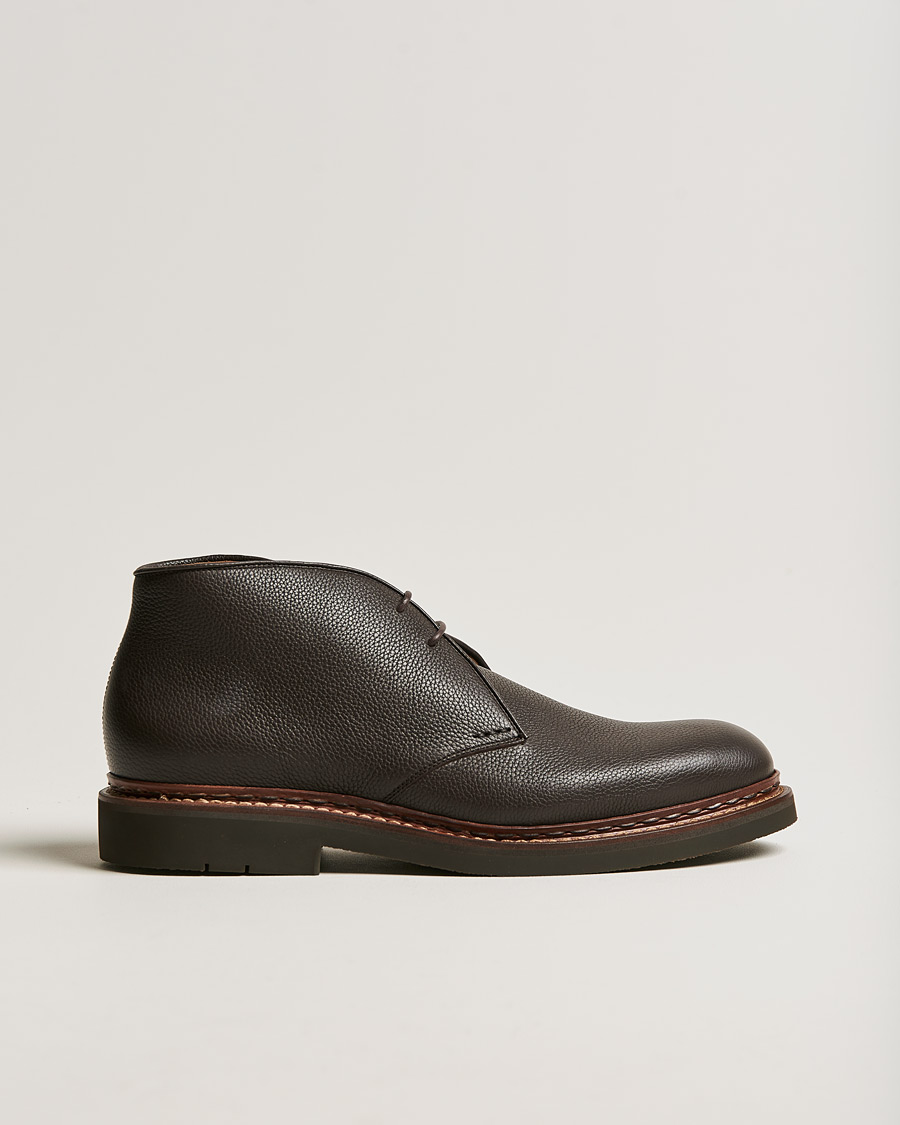 Herren | Handgefertigte Schuhe | Heschung | Genet Calf Chukka Boot Dark Brown