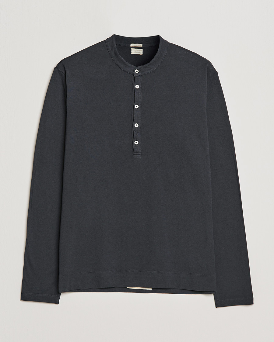 Herren | Granpa-Shirt | Massimo Alba | Hawai Cotton/Cashmere Henley Washed Black