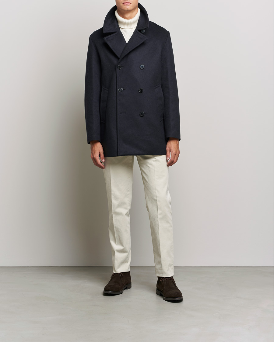Herren | Jacken | Mackintosh | Dalton Wool/Cashmere Peacoat Navy