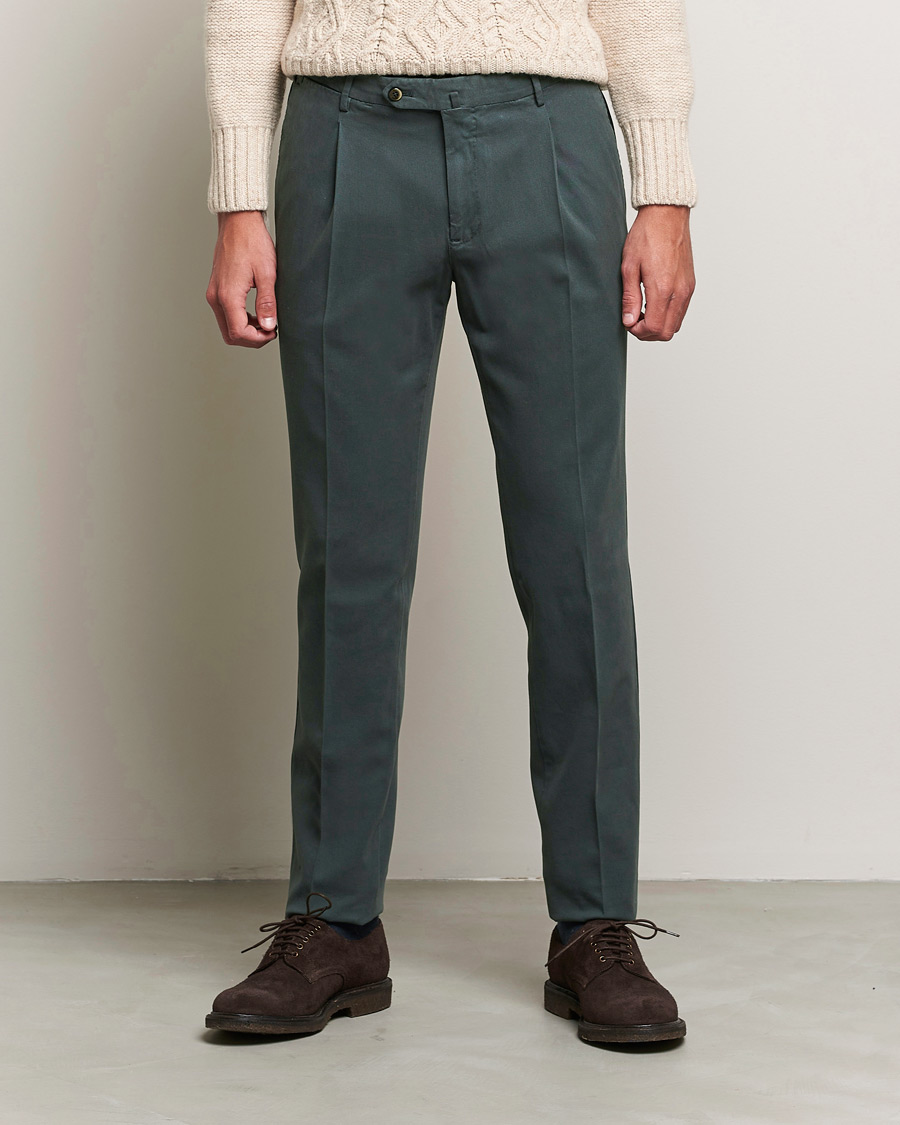 Herren | Hosen | PT01 | Slim Fit Pleated Cotton Stretch Chinos Dark Grey